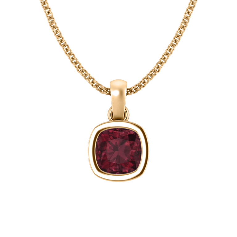 Bezel Garnet Pendant Necklace