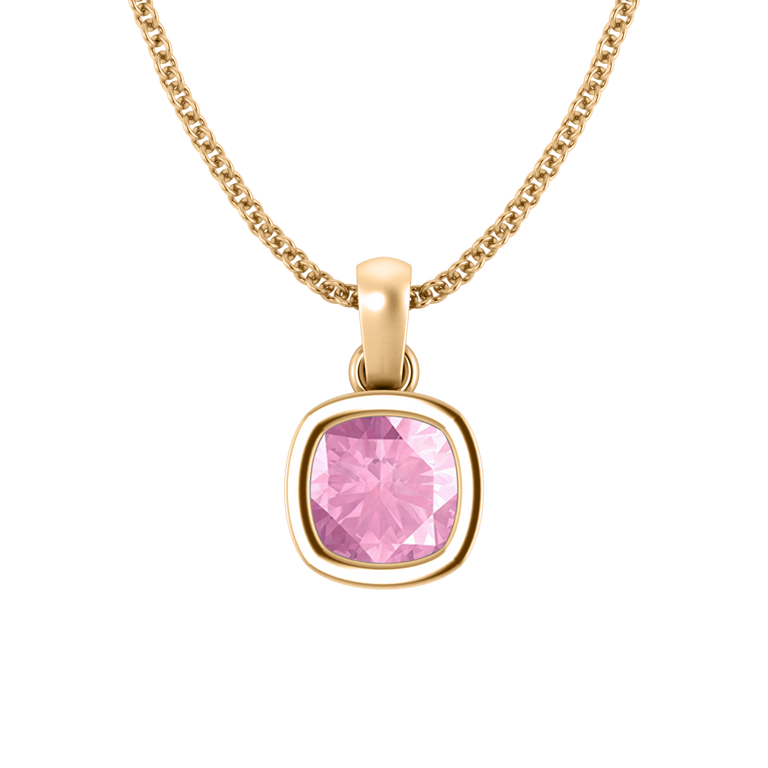 Bezel Pink Sapphire Pendant Necklace