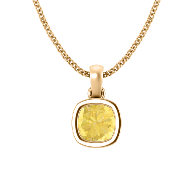 Bezel Yellow Sapphire Pendant Necklace