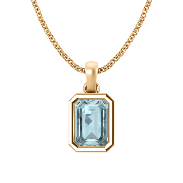 Bezel Aquamarine Pendant Necklace