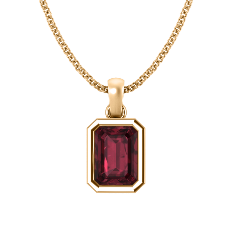 Bezel Garnet Pendant Necklace