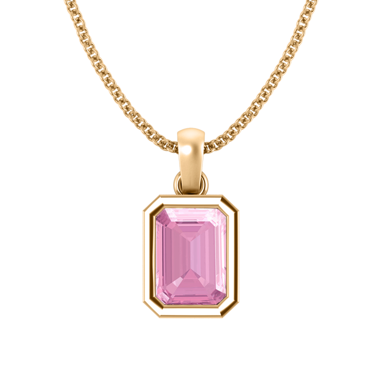 Bezel Pink Sapphire Pendant Necklace