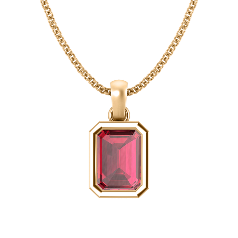 Bezel Ruby Pendant Necklace