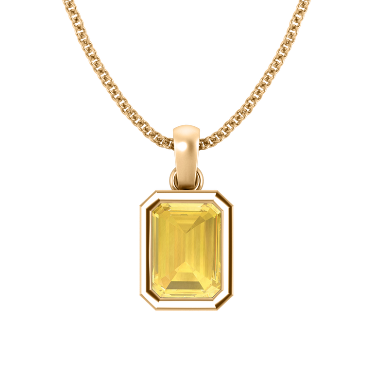 Bezel Yellow Sapphire Pendant Necklace