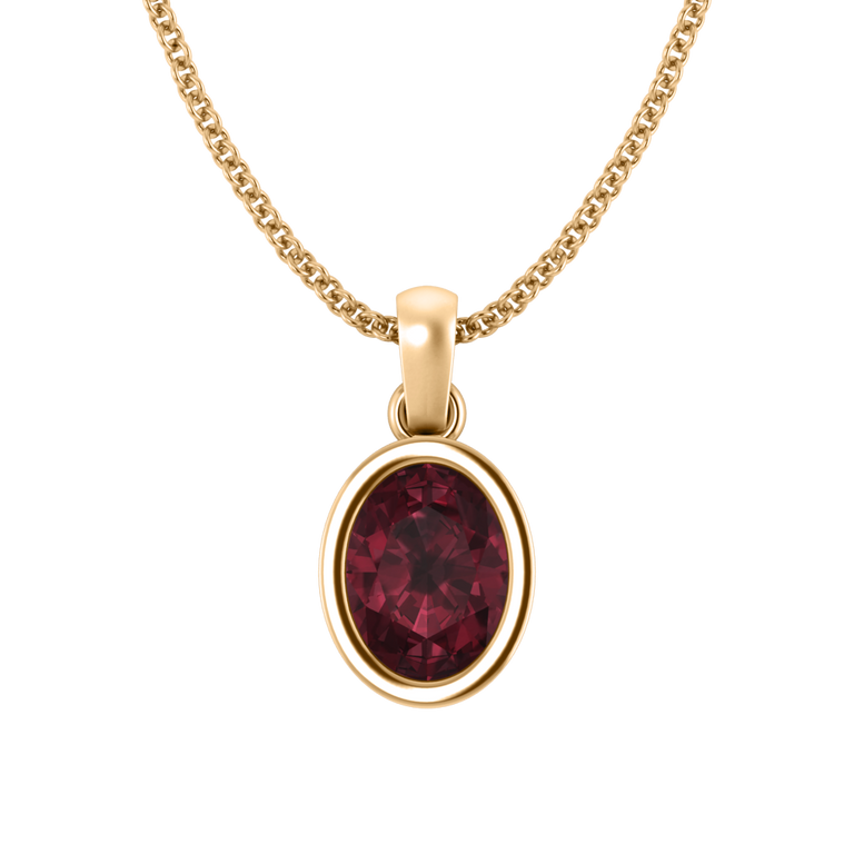 Bezel Garnet Pendant Necklace