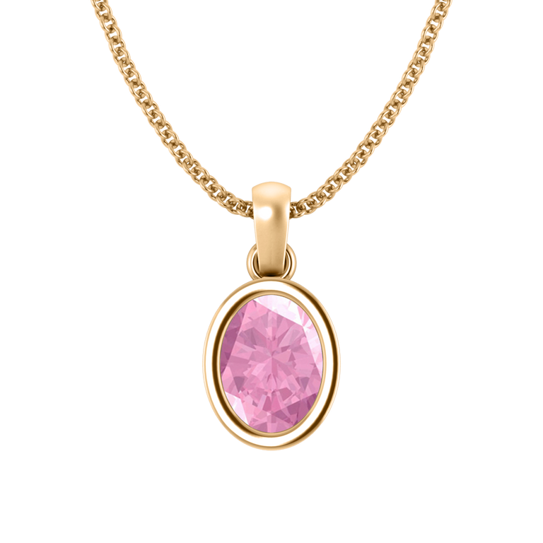 Bezel Pink Sapphire Pendant Necklace