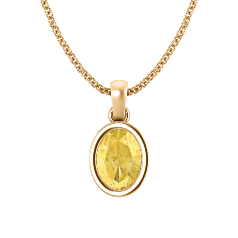 Bezel Yellow Sapphire Pendant Necklace