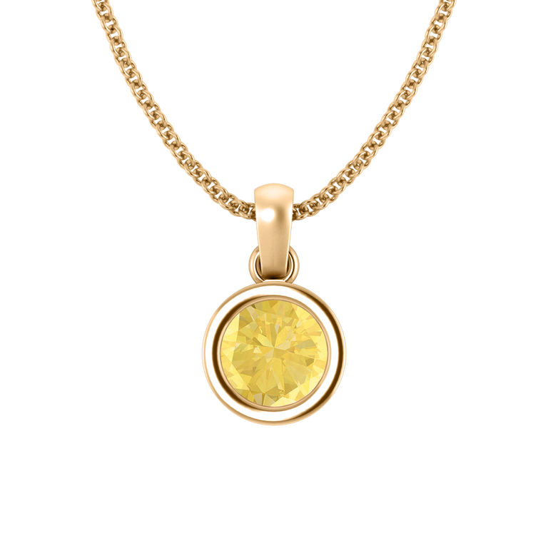 Bezel Yellow Sapphire Pendant Necklace