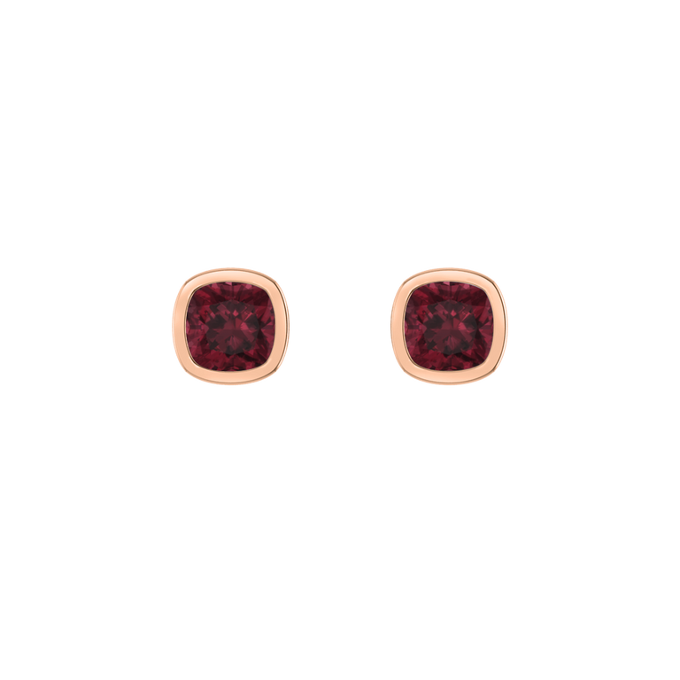 Bezel Stud Garnet Earrings