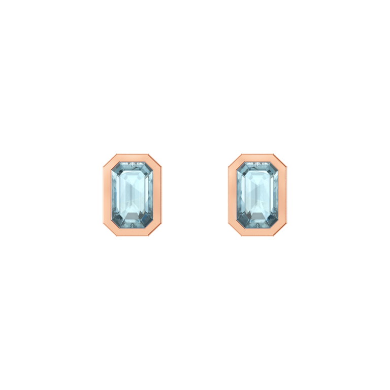 Bezel Stud Aquamarine Earrings