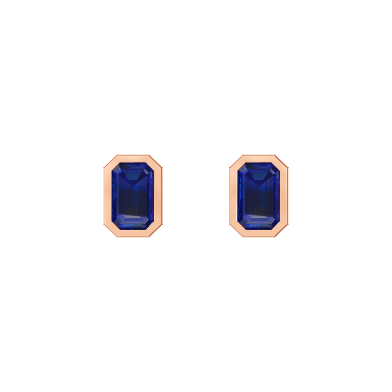 Bezel Stud Blue Sapphire Earrings