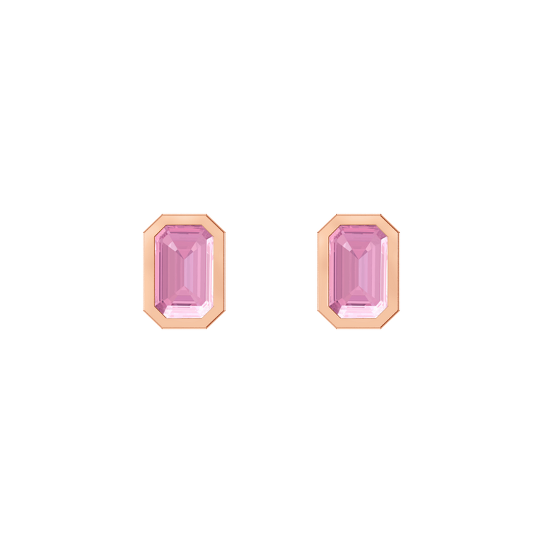 Bezel Stud Pink Sapphire Earrings