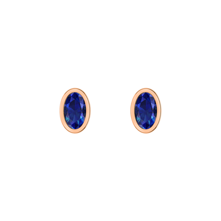 Bezel Stud Blue Sapphire Earrings