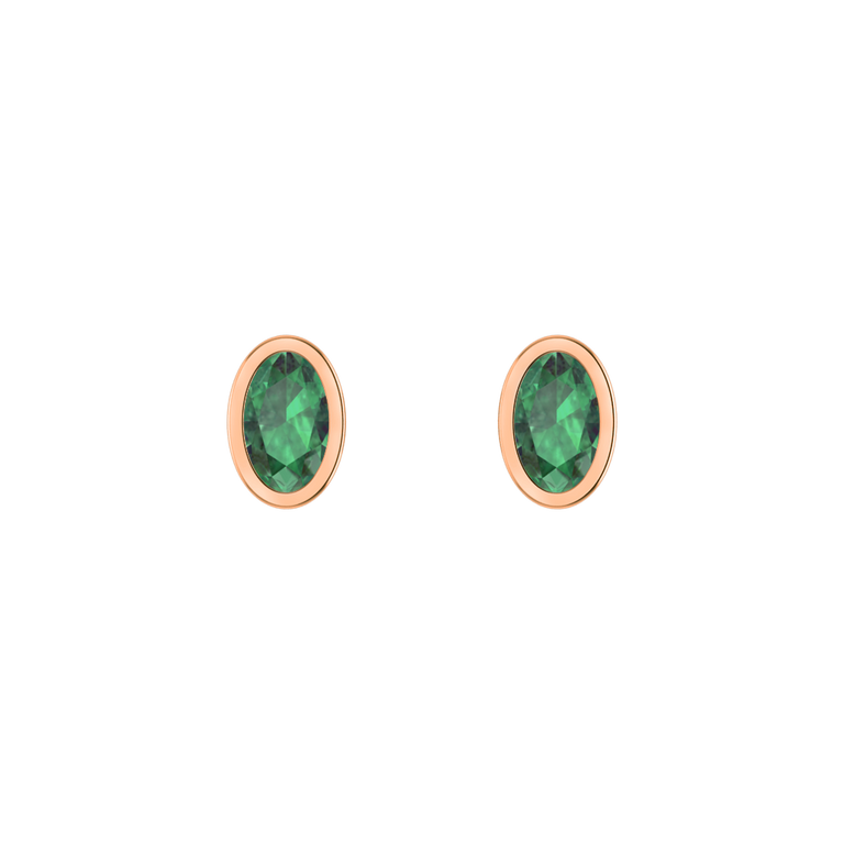 Bezel Stud Emerald Earrings