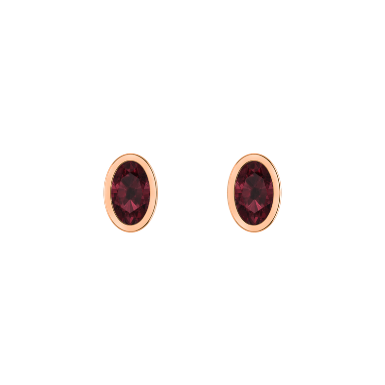 Bezel Stud Garnet Earrings