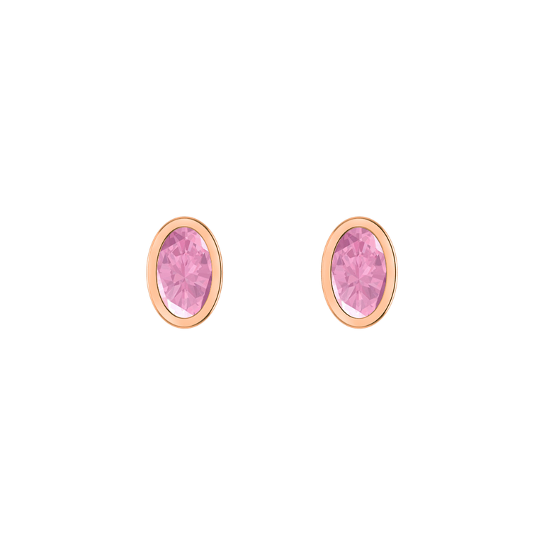 Bezel Stud Pink Sapphire Earrings