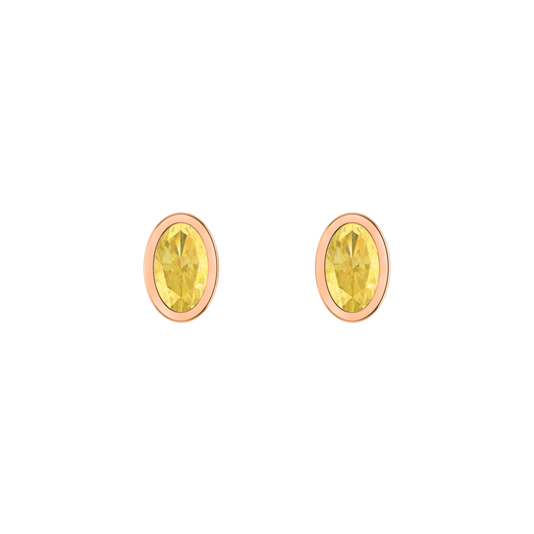 Bezel Stud Yellow Sapphire Earrings