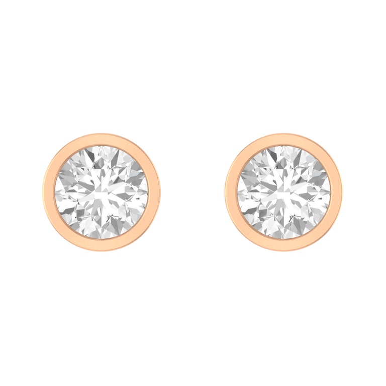 Bezel Stud Solar Diamond Earrings