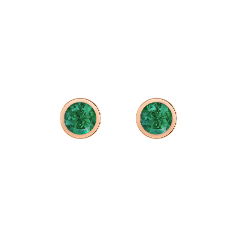 Bezel Stud Emerald Earrings