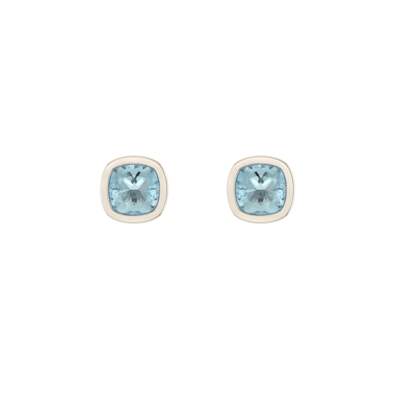 Bezel Stud Aquamarine Earrings