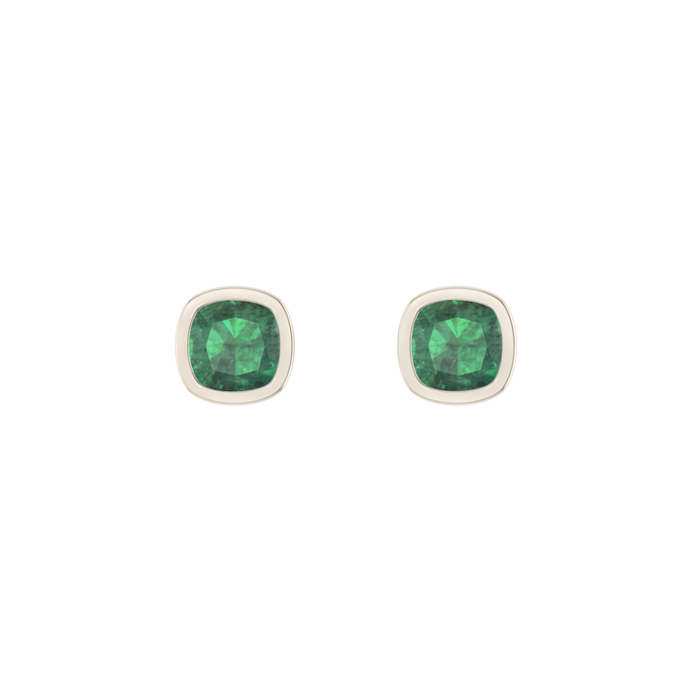 Bezel Stud Emerald Earrings