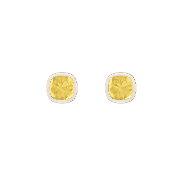 Bezel Stud Yellow Sapphire Earrings