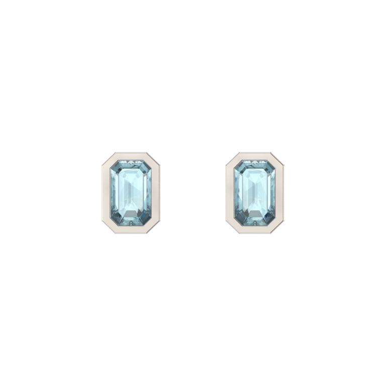 Bezel Stud Aquamarine Earrings