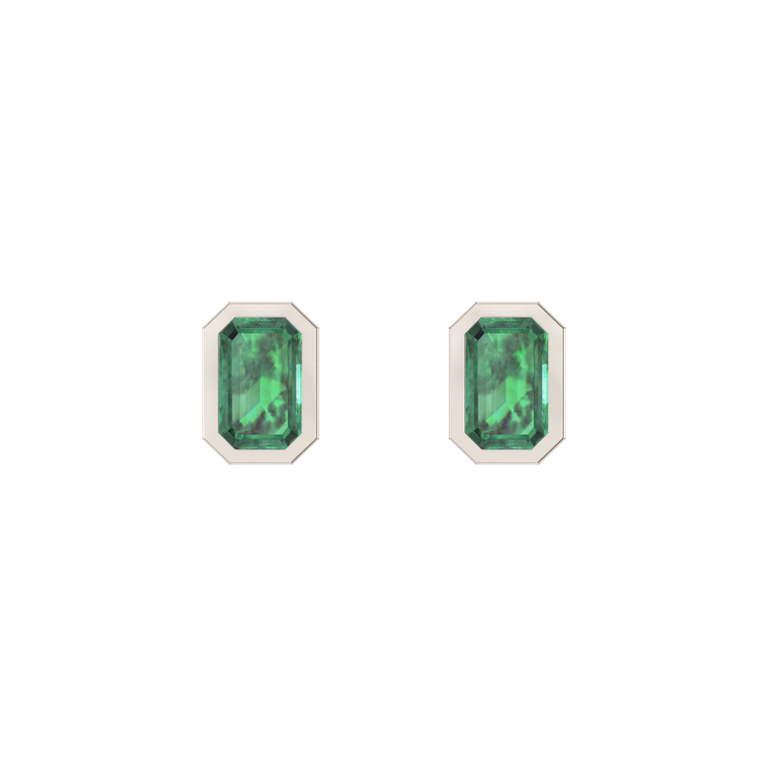 Bezel Stud Emerald Earrings