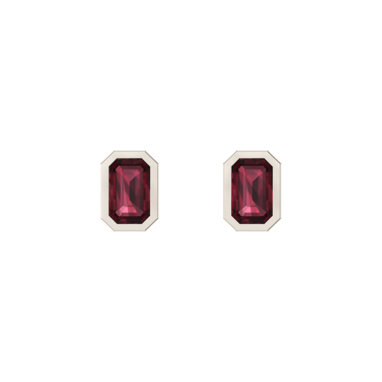 Bezel Stud Garnet Earrings