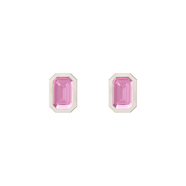 Bezel Stud Pink Sapphire Earrings