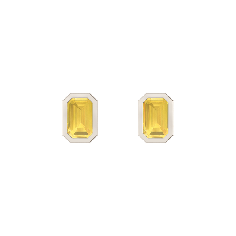 Bezel Stud Yellow Sapphire Earrings