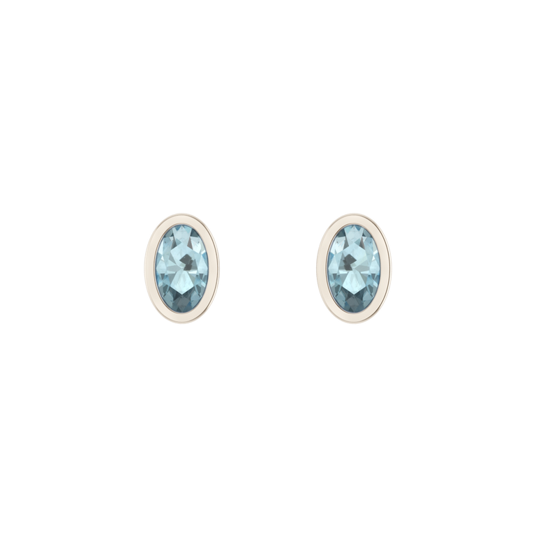 Bezel Stud Aquamarine Earrings