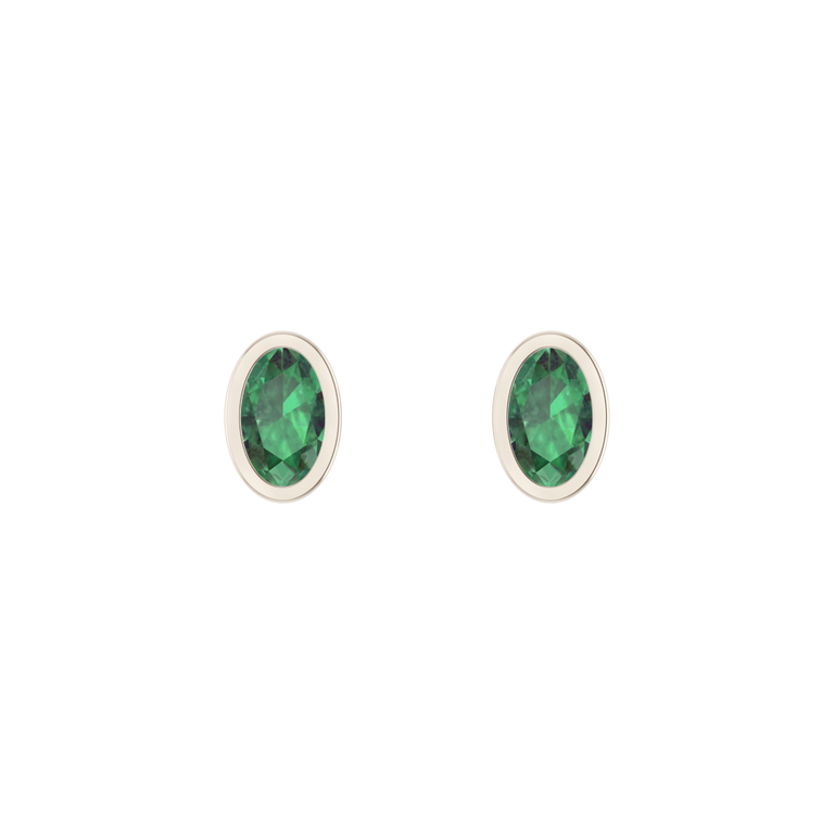 Bezel Stud Emerald Earrings