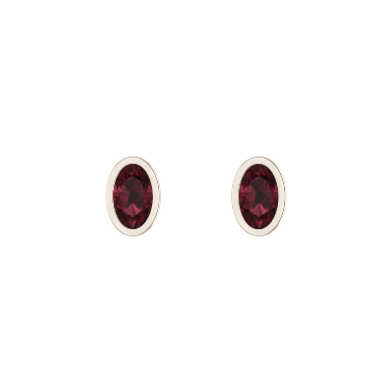 Bezel Stud Garnet Earrings