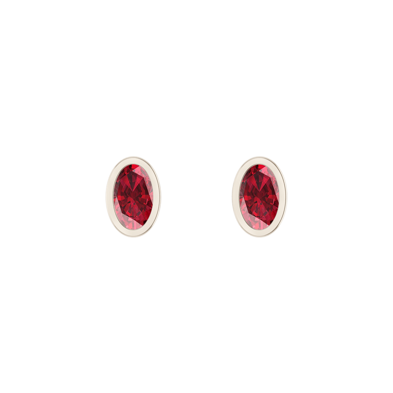 Bezel Stud Ruby Earrings