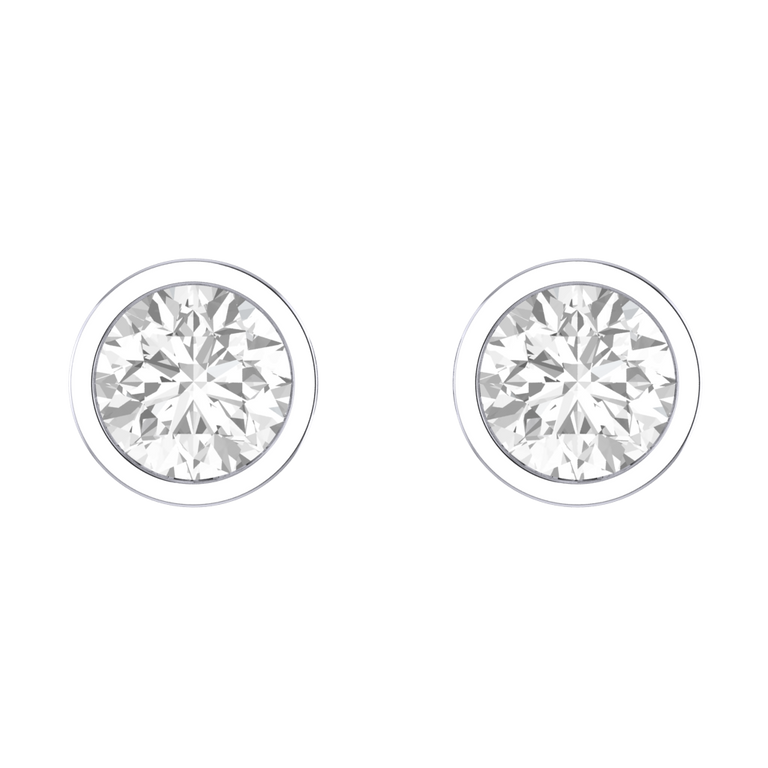 Bezel Stud Solar Diamond Earrings
