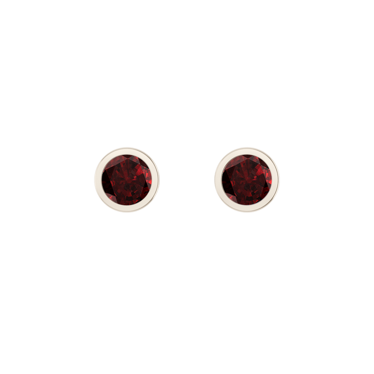 Bezel Stud Garnet Earrings