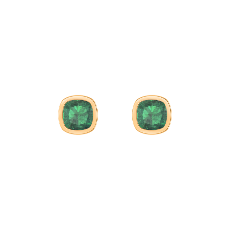 Bezel Stud Emerald Earrings