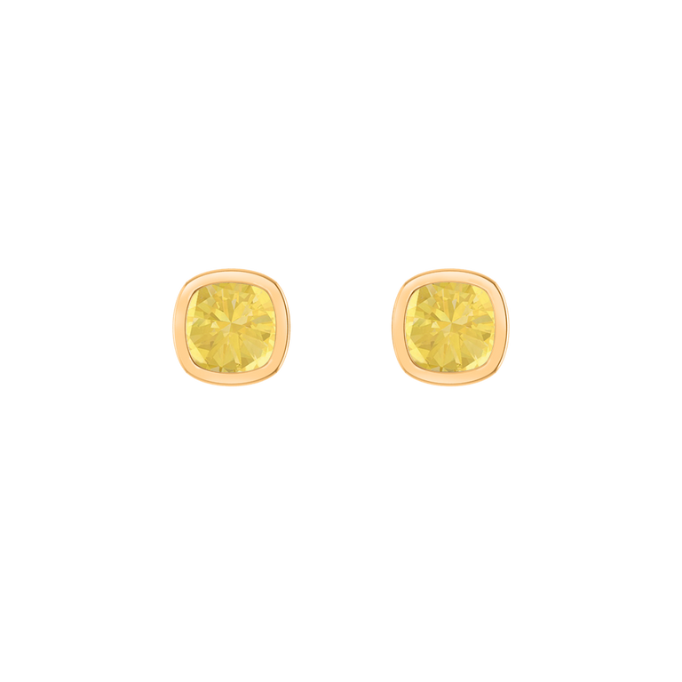 Bezel Stud Yellow Sapphire Earrings