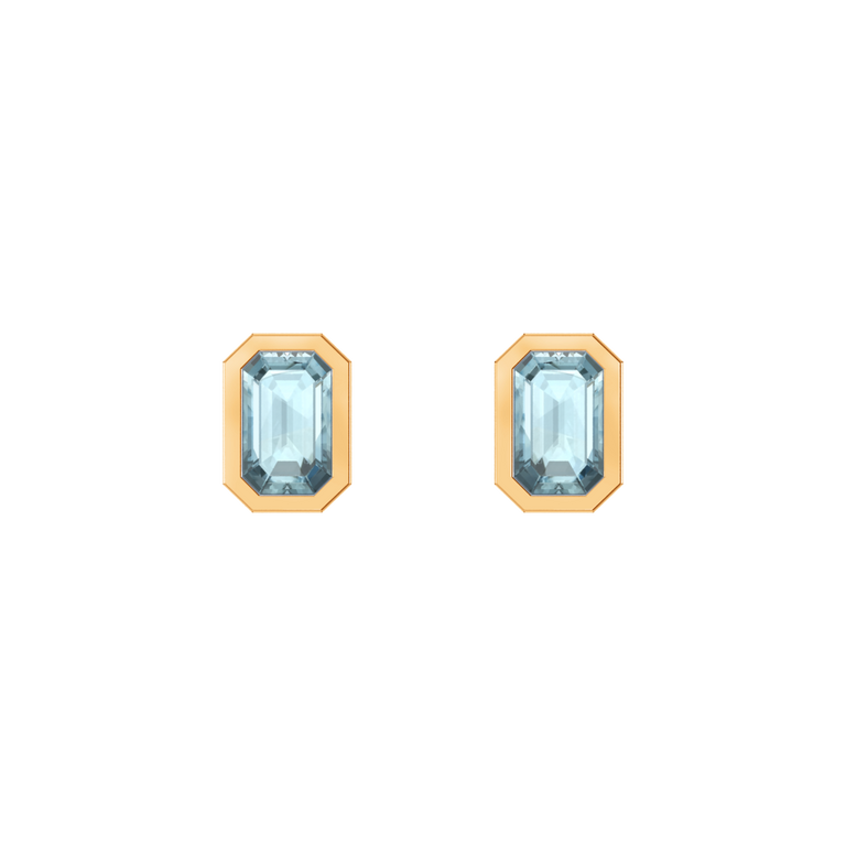 Bezel Stud Aquamarine Earrings