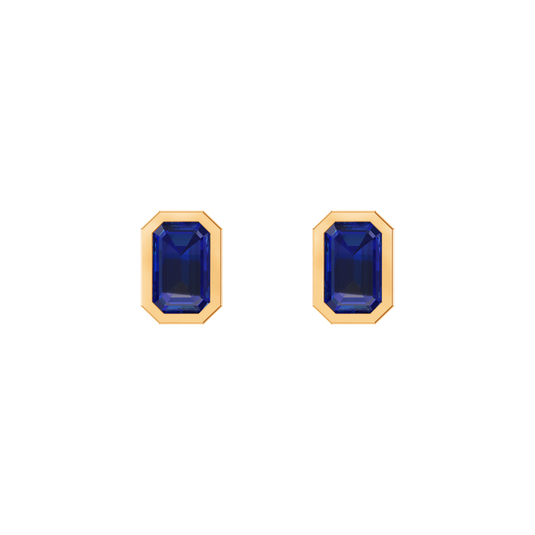 Bezel Stud Blue Sapphire Earrings