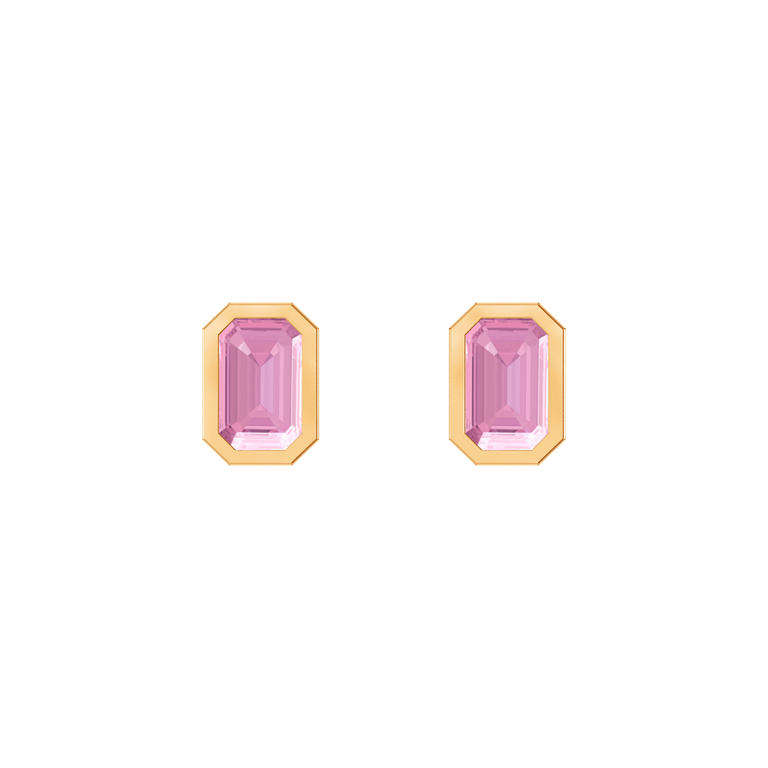 Bezel Stud Pink Sapphire Earrings