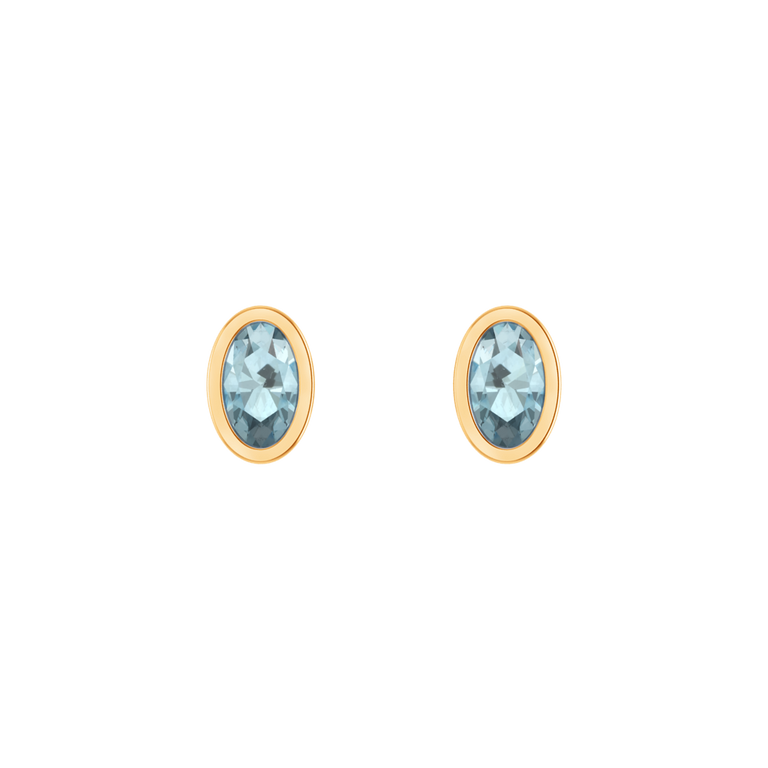 Bezel Stud Aquamarine Earrings