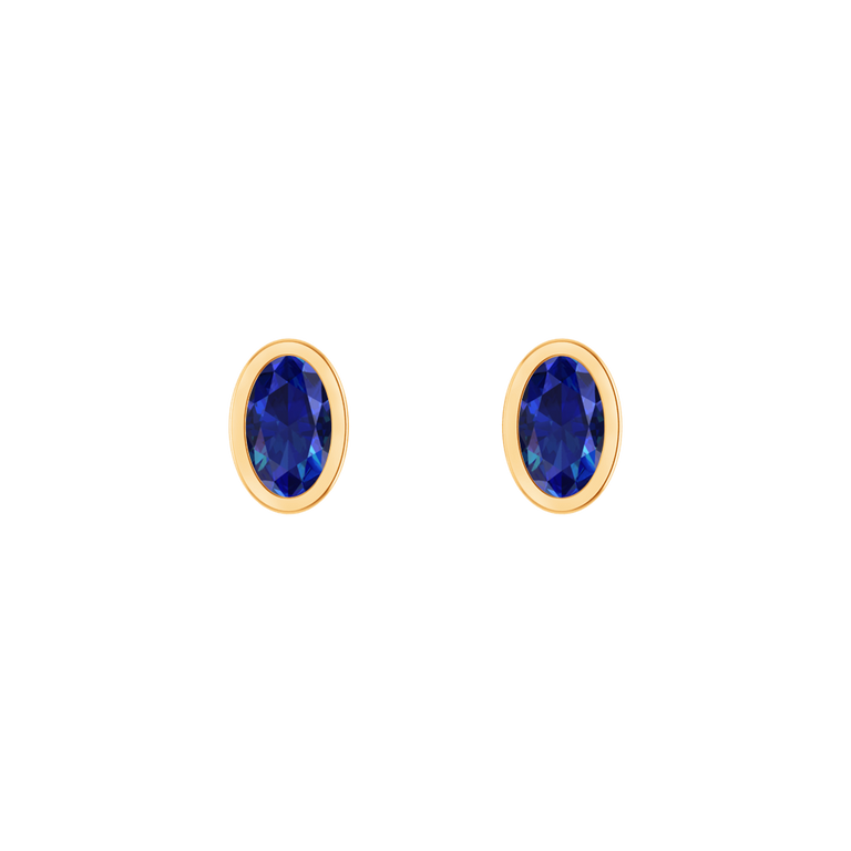 Bezel Stud Blue Sapphire Earrings