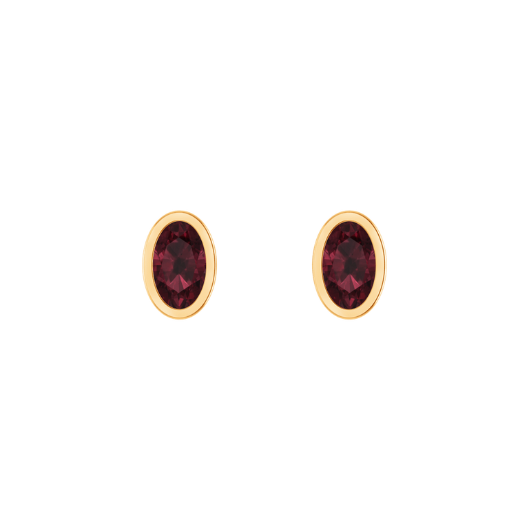 Bezel Stud Garnet Earrings