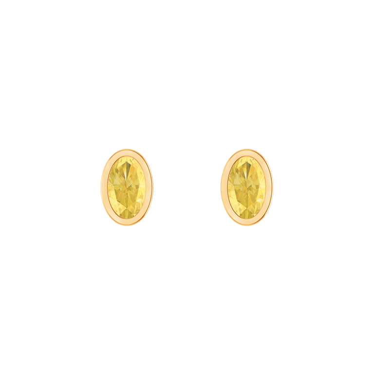 Bezel Stud Yellow Sapphire Earrings