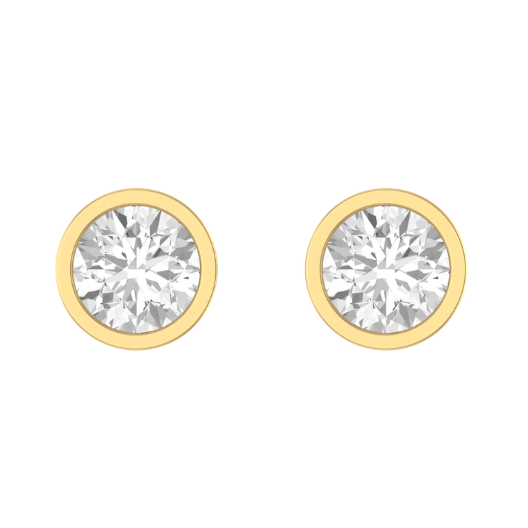 Bezel Stud Solar Diamond Earrings