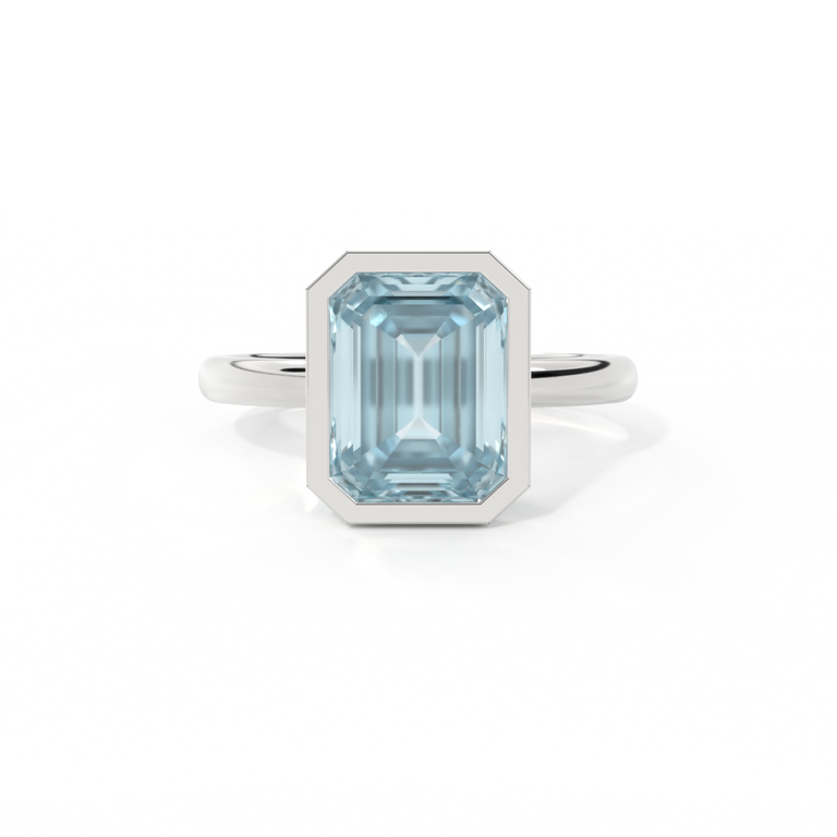 Bezel Emerald Aquamarine Platinum Ring