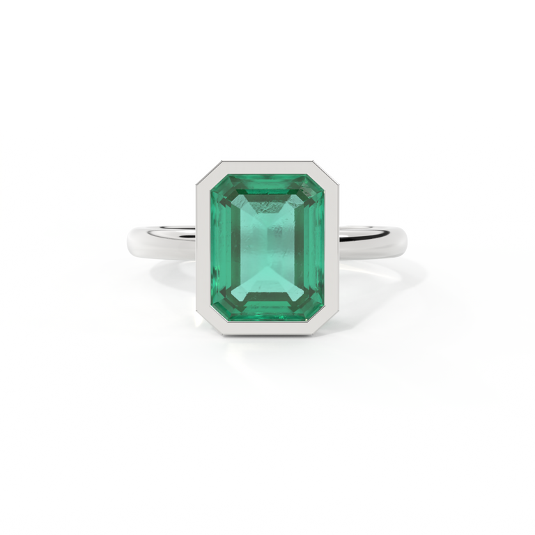 Bezel Emerald Emerald Platinum Ring