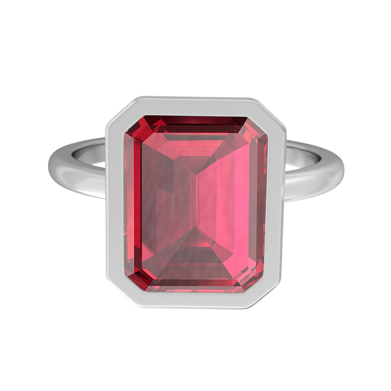 Bezel Emerald Ruby Platinum Ring